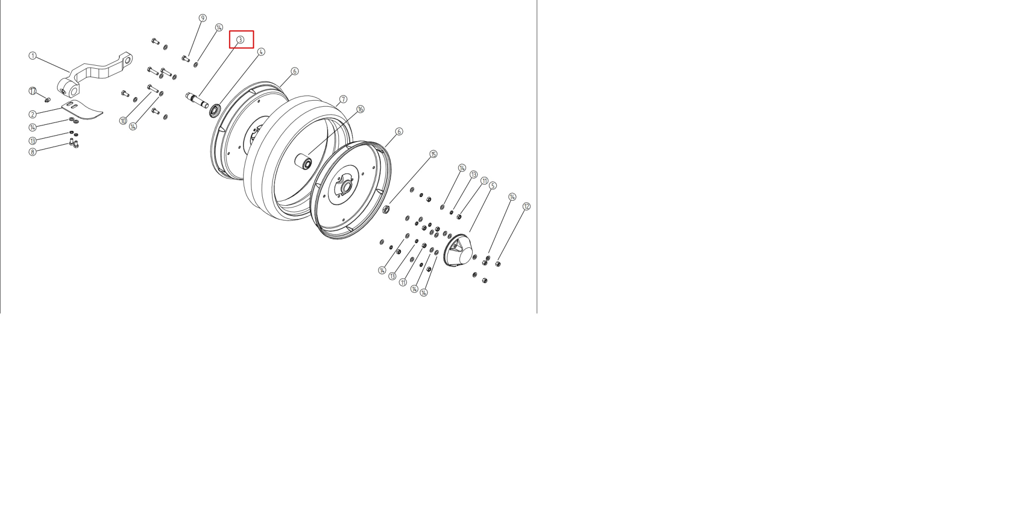 ТСМ Ось колеса опорного левая СН-8.15.03.20.601