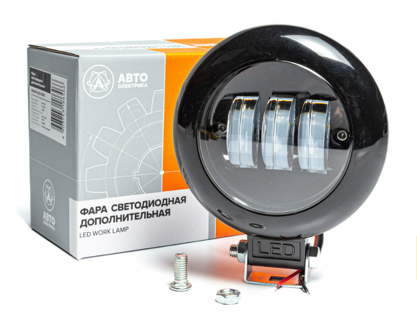 МТЗ Фара светодиодная круглая AE30R-6LED-55PC АвтоЭлектрика 6 ламп 30W 12-24В линза (рассеиваемый свет)